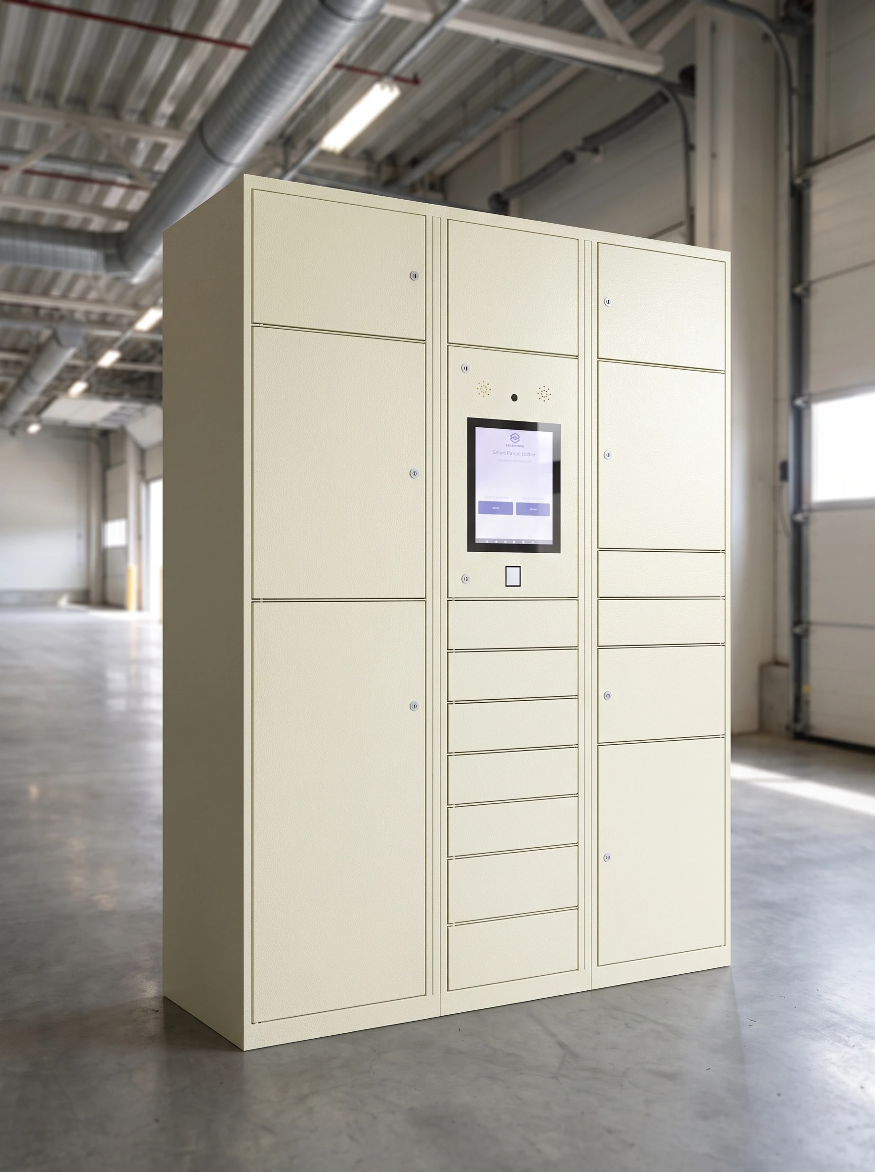 StaticMile locker bank configured with oversized parcel compartments