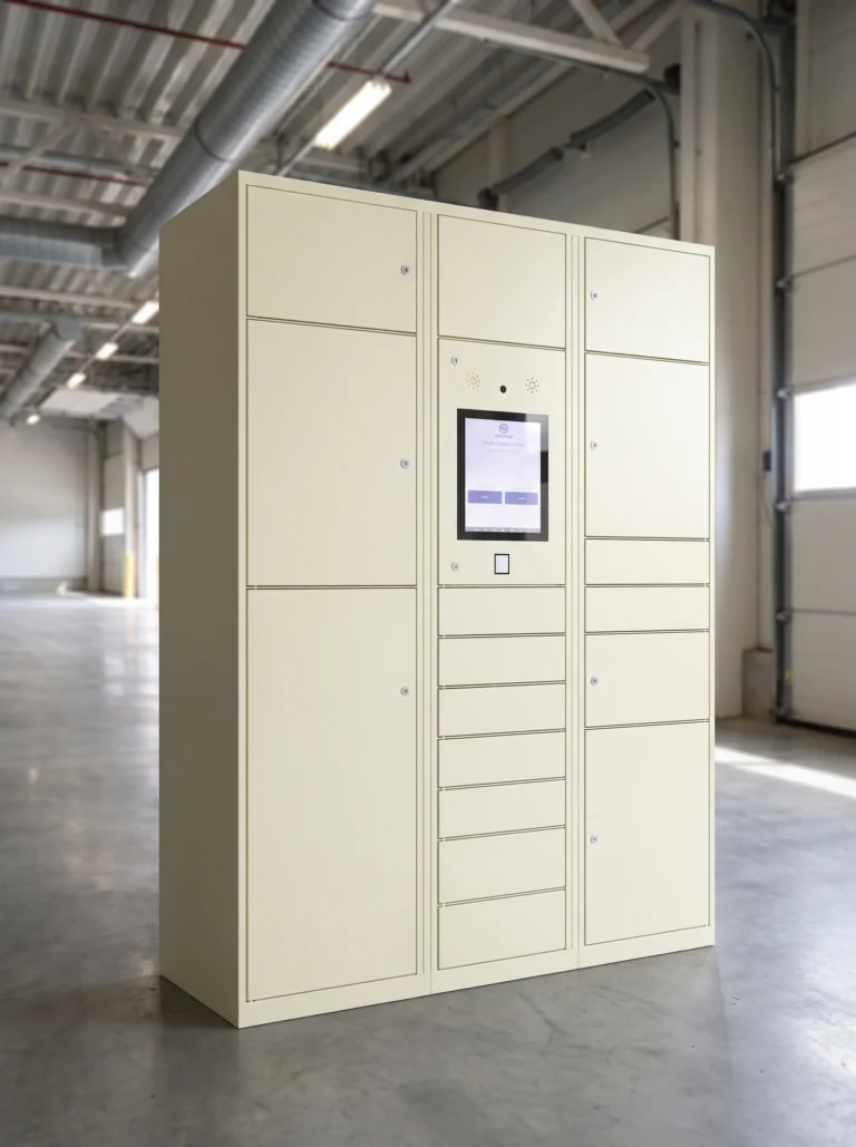 StaticMile locker bank configured with oversized parcel compartments
